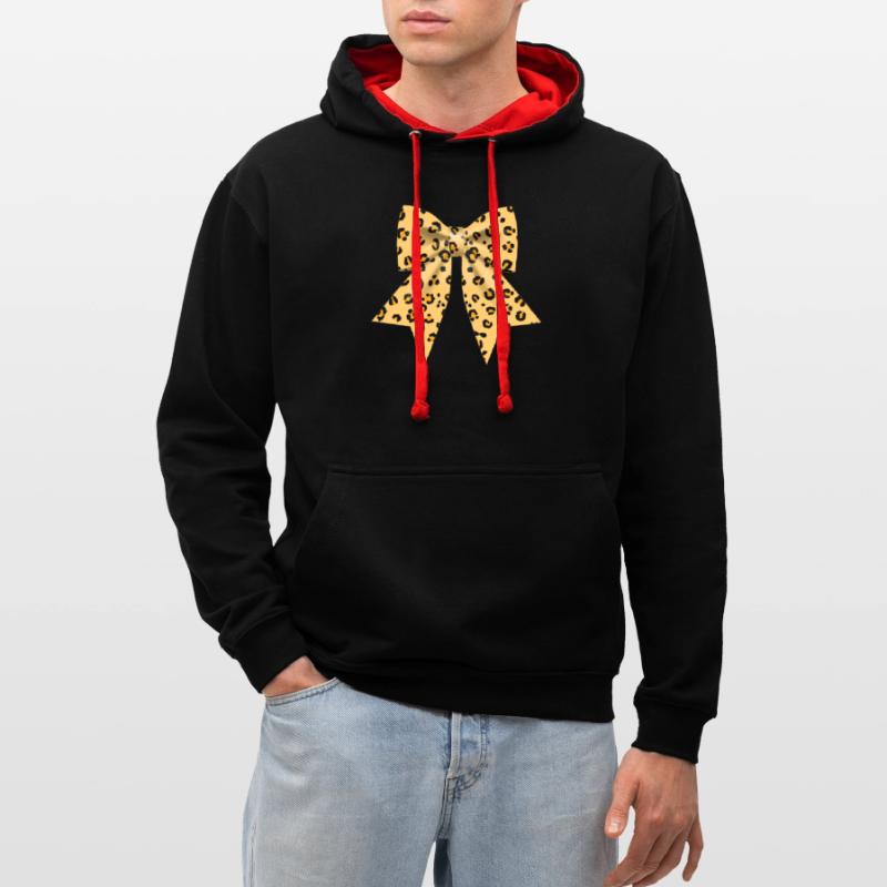 Large bow with leopard pattern gift Contrast hoodie