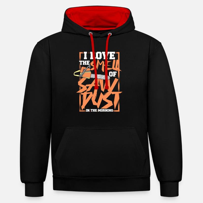 bûcheron - Sweat à capuche contrasté - noir/rouge