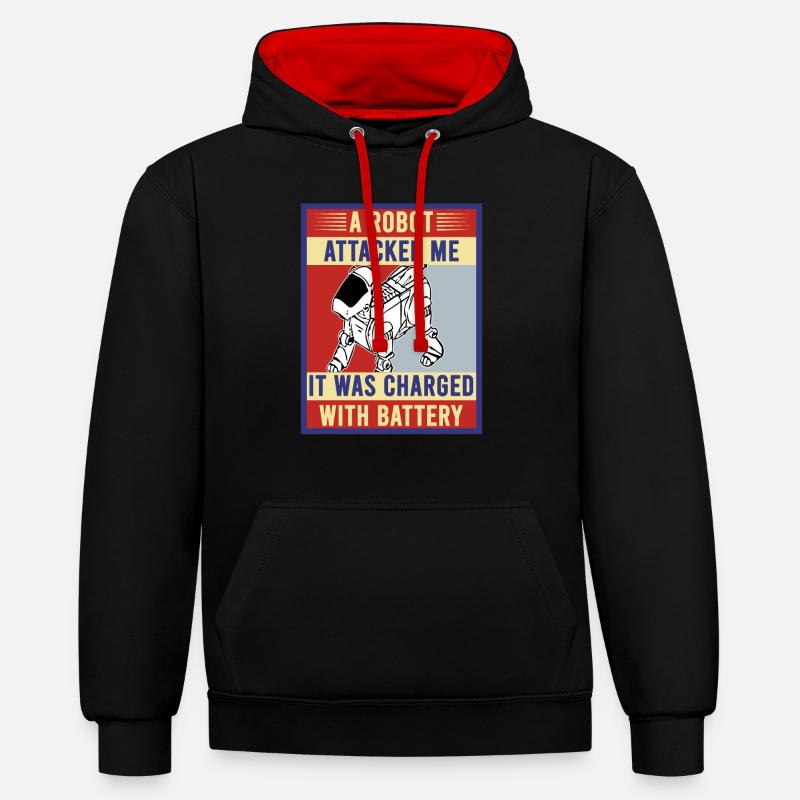 Roboter Hund Geschenkidee - Kontrast-Hoodie - Schwarz/Rot
