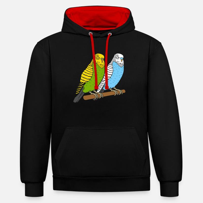 Perruches - Sweat à capuche contrasté - noir/rouge