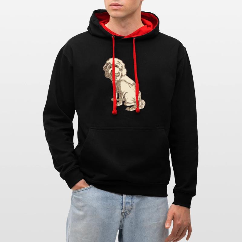 Dessin de chien cockapoo d'un cockapoo Sweat à capuche contrasté