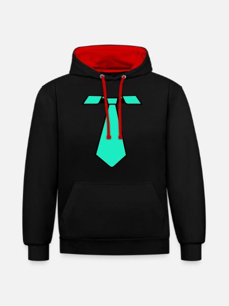 Karneval Fasching Krawatte - Kontrast-Hoodie - Schwarz/Rot
