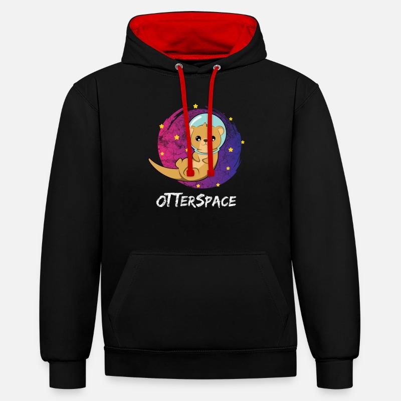 L’espace de loutre - Sweat à capuche contrasté - noir/rouge
