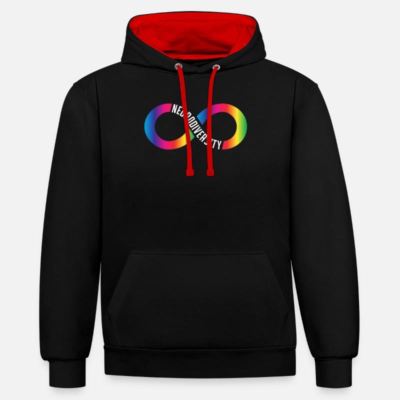 Neurodiversität Rainbow Infinity Neurodivergent - Sweat à capuche contrasté - noir/rouge