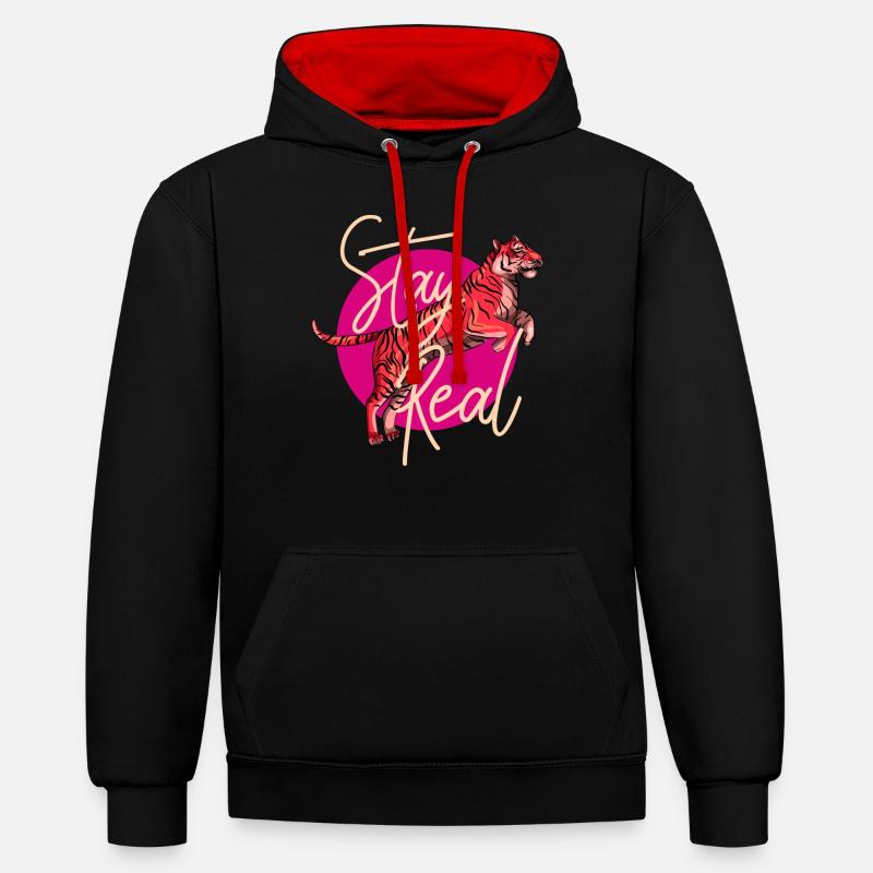 Tiger Art Design - Sweat à capuche contrasté - noir/rouge