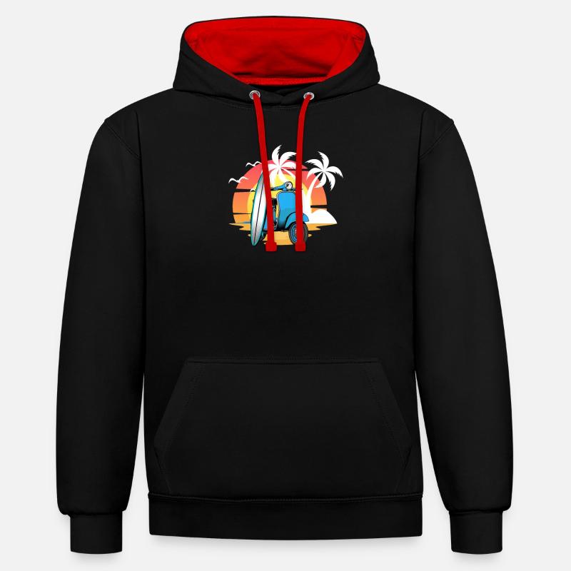 Scooter scooter mobylette scooter - Sweat à capuche contrasté - noir/rouge