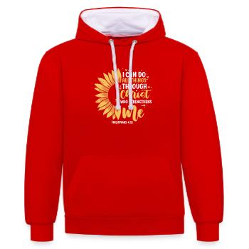 Christian Bible Verse Quote Jesus Christ - Sweat à capuche contrasté - rouge/blanc - Devant - Liana (172cm) & Jaron (178cm)
