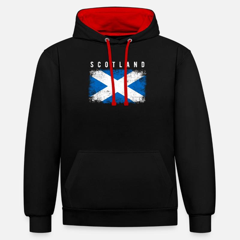 Drapeau de l’Écosse - Sweat à capuche contrasté - noir/rouge