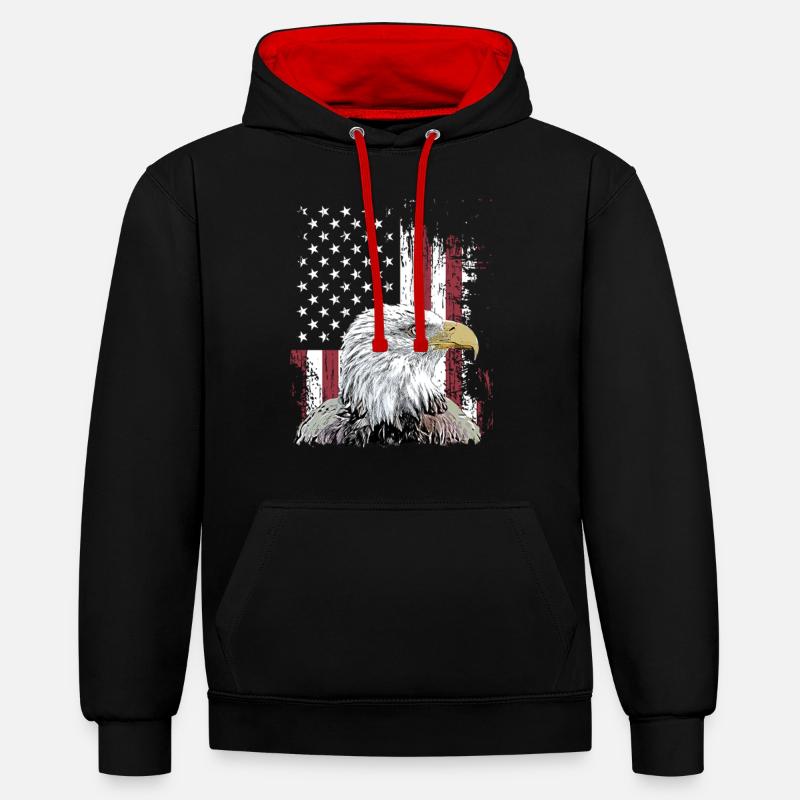 Independence Eagle American Flag Eagle - Sweat à capuche contrasté - noir/rouge