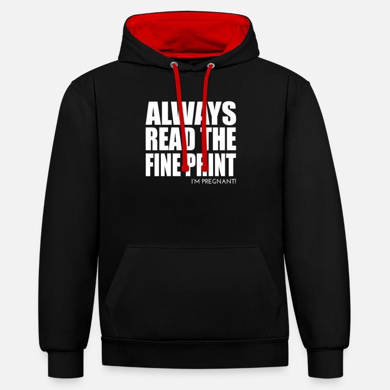 Always read the fine print - Sweat à capuche contrasté - noir/rouge