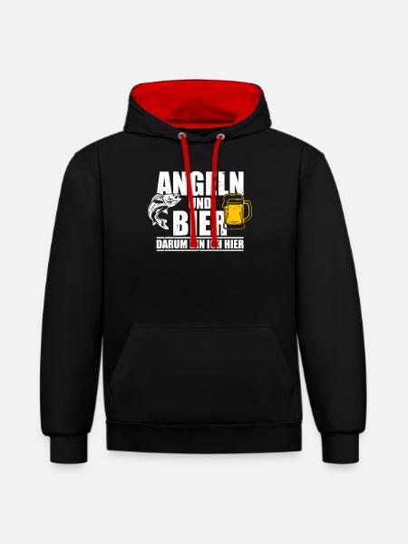 Angler Fischerei Fischen AngelnGeschenkidee - Kontrast-Hoodie - Schwarz/Rot