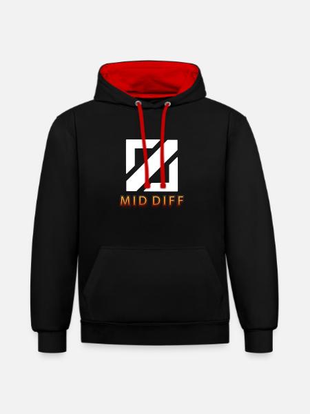 mid diff Tilter tilted gaming - Kontrast-Hoodie - Schwarz/Rot
