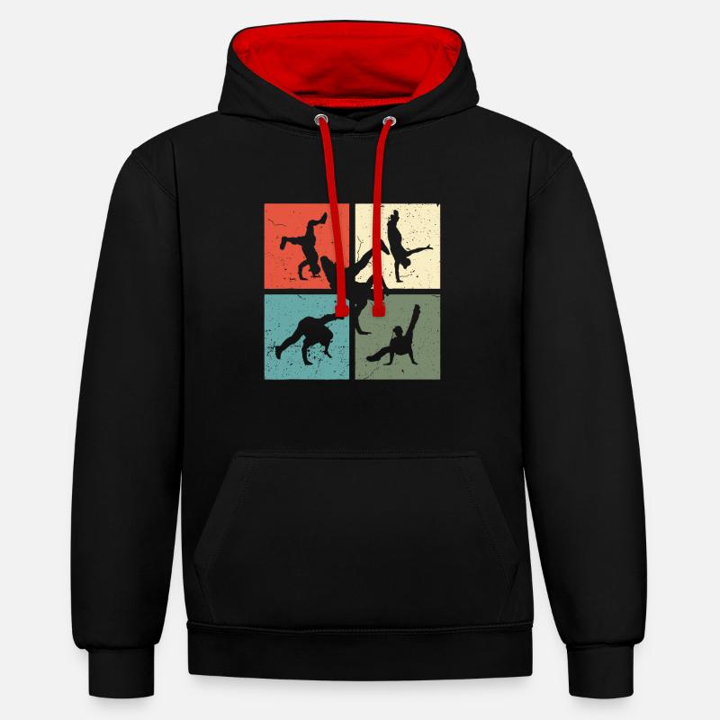 Breakdance BBoy BGirl Streetdance Breakdance - Sweat à capuche contrasté - noir/rouge