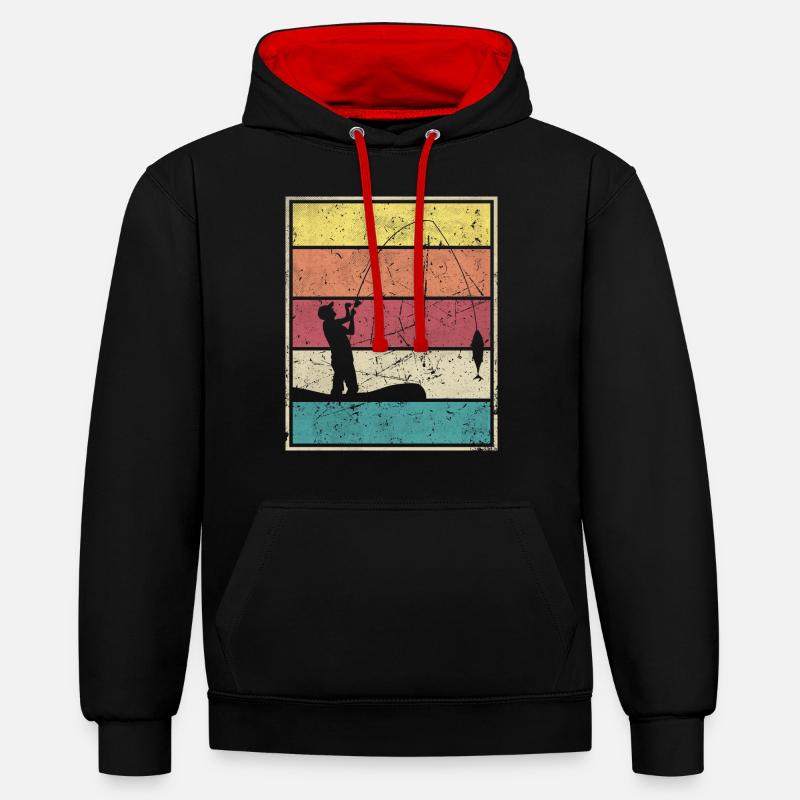Pesca desde el barco - Sweat à capuche contrasté - noir/rouge