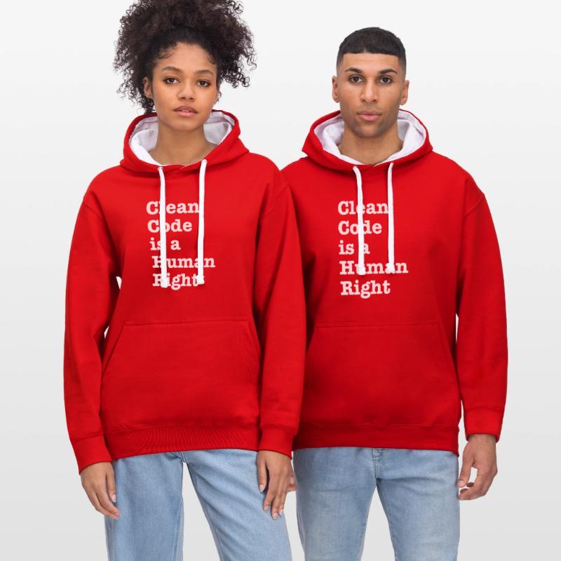 Clean Code is a Human Right - Funny Gift Programer Kontrast-Hoodie