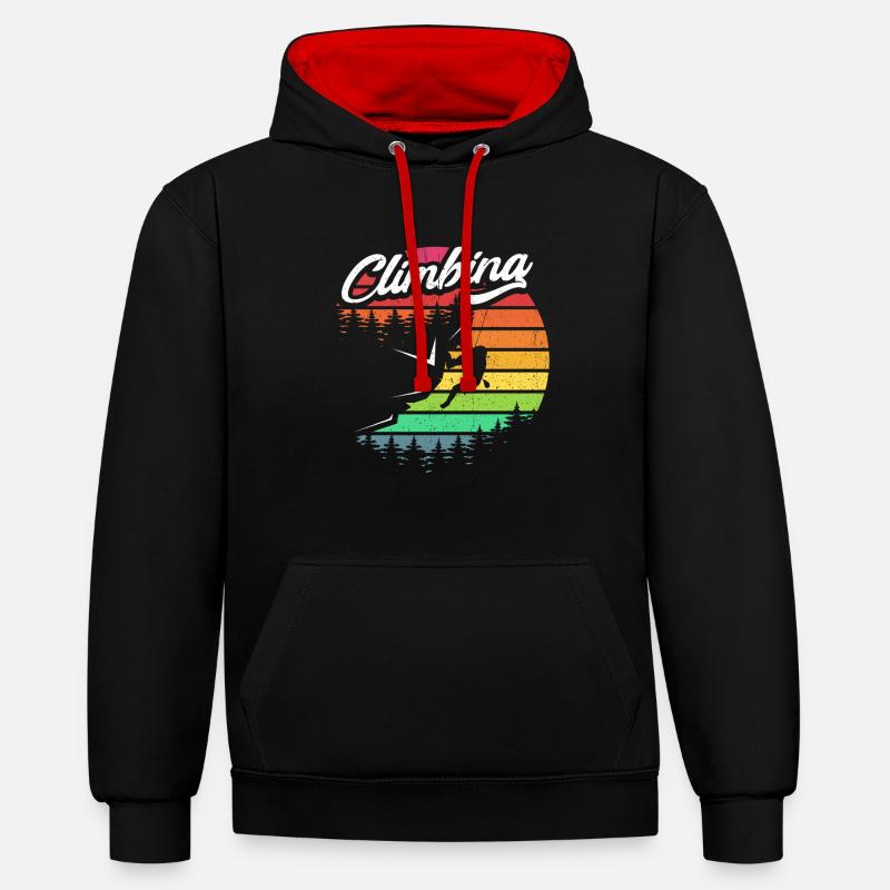 Grimper - Sweat à capuche contrasté - noir/rouge