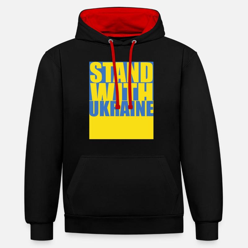 STAND WITH UKRAINE Drapeau De L'Ukraine - Sweat à capuche contrasté - noir/rouge