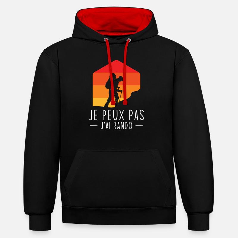 J'peux Pas J'ai Rando - Sweat à capuche contrasté - noir/rouge