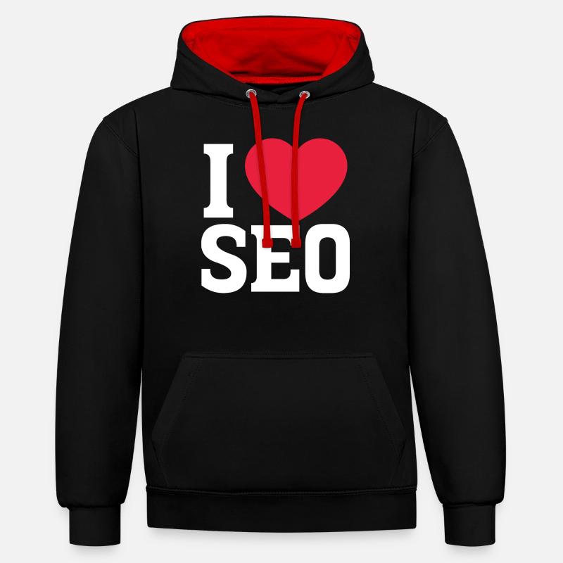 J’adore le référencement - Sweat à capuche contrasté - noir/rouge