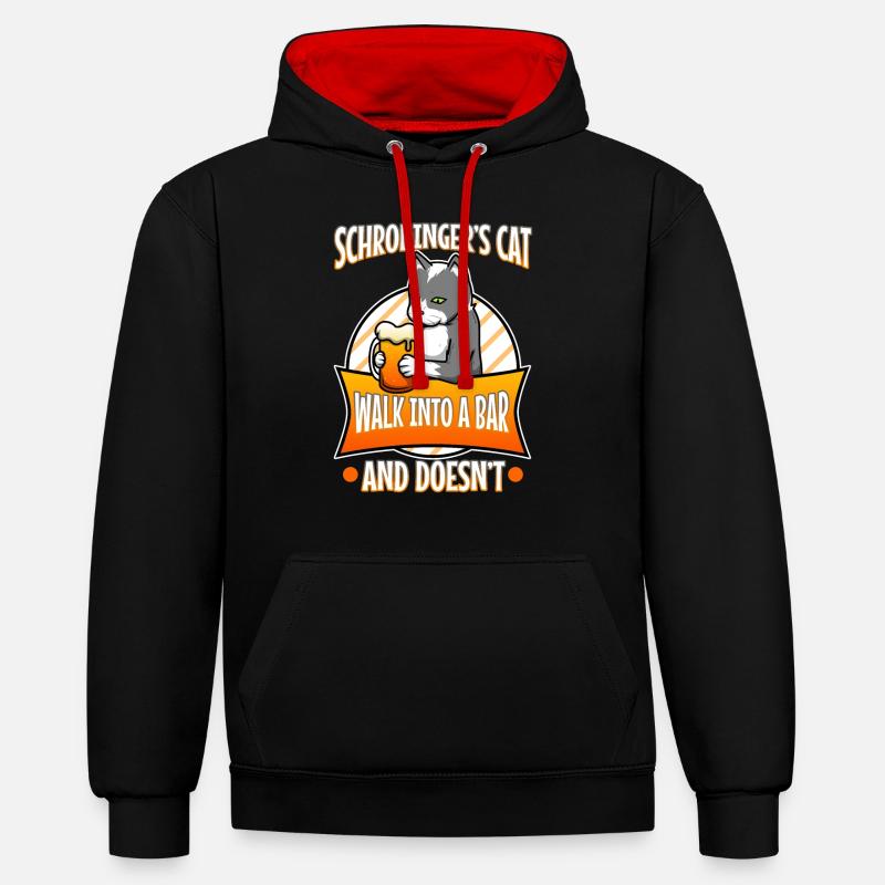 Le chat de Schrodinger - Sweat à capuche contrasté - noir/rouge