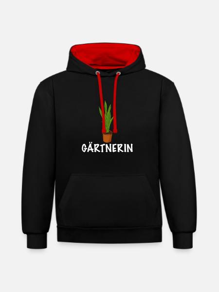 Gärtnerin Garten - Kontrast-Hoodie - Schwarz/Rot