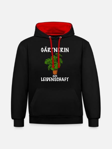 Gärtnerin Pflanze - Kontrast-Hoodie - Schwarz/Rot