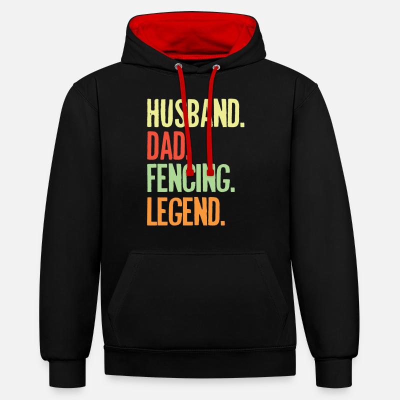 Fechten-Ehemann - Kontrast-Hoodie - Schwarz/Rot