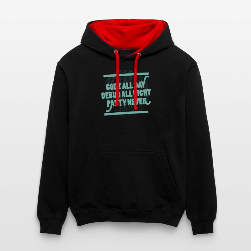 Code All Day Programmierer Hacker Computercode Kontrast-Hoodie