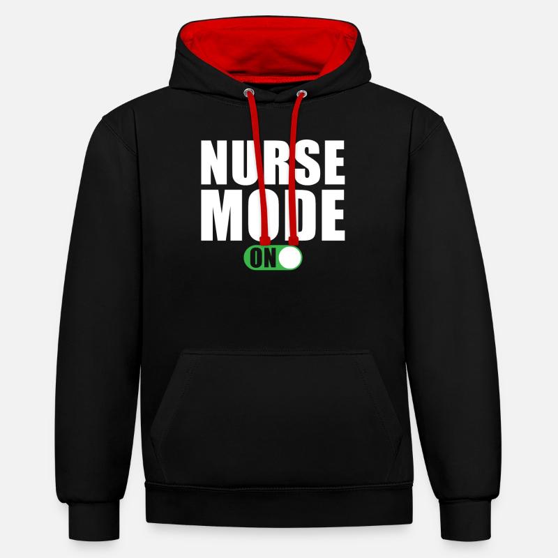Mode infirmière Un drôle - Sweat à capuche contrasté - noir/rouge