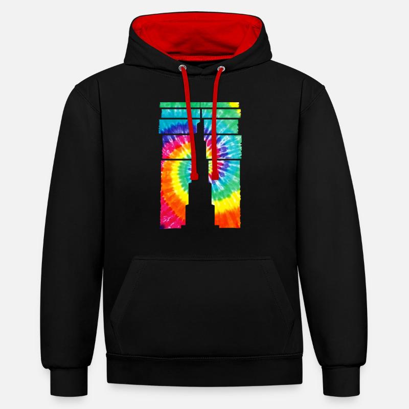 Dubaï Souvenir Burj Khalifa - Sweat à capuche contrasté - noir/rouge