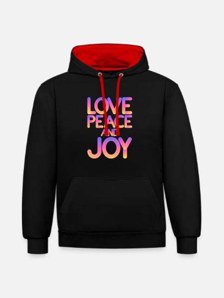 Love peace and joy - Contrast hoodie - black/red