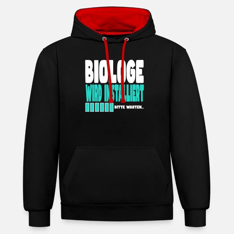 Biologe wird installiert - Kontrast-Hoodie - Schwarz/Rot