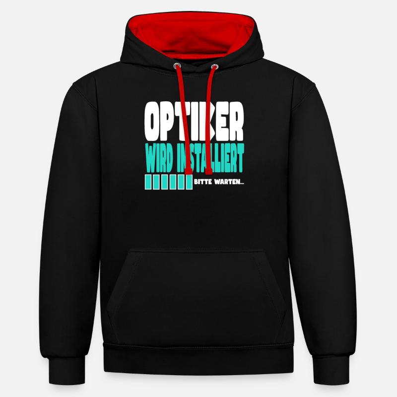 Optiker wird installiert - Kontrast-Hoodie - Schwarz/Rot