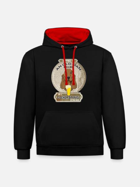 Cocker Spaniel Dad Beer Lover - Kontrast-Hoodie - Schwarz/Rot