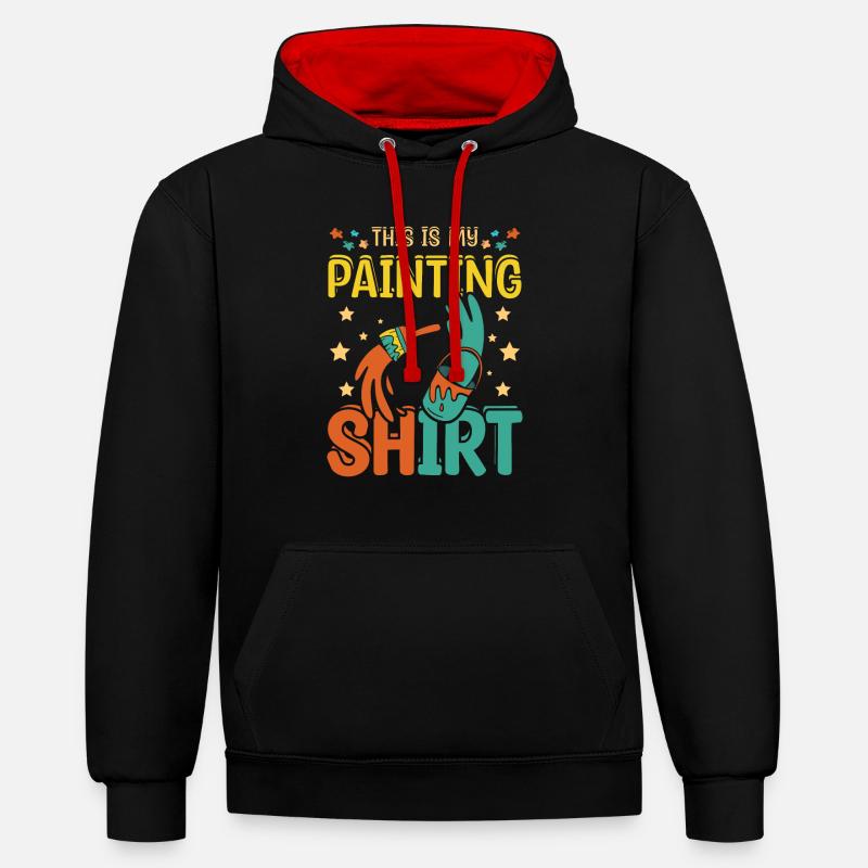 C'est ma chemise de peinture - Sweat à capuche contrasté - noir/rouge