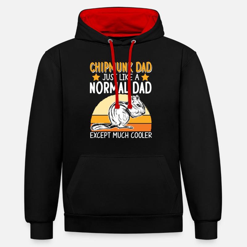 Cadeau de rongeur chipmunk - Sweat à capuche contrasté - noir/rouge