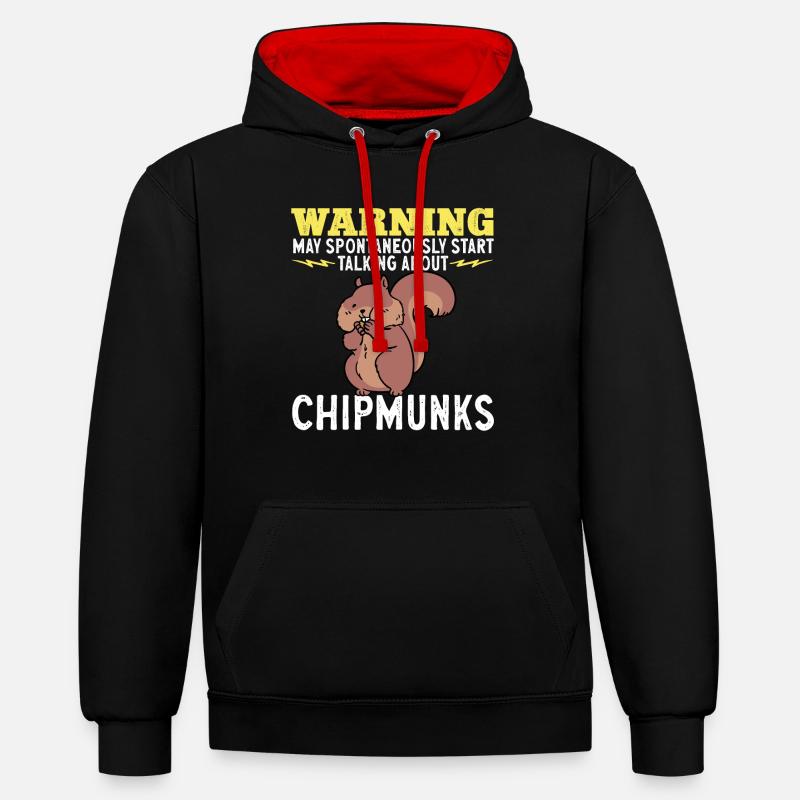 Cadeau de rongeur chipmunk - Sweat à capuche contrasté - noir/rouge