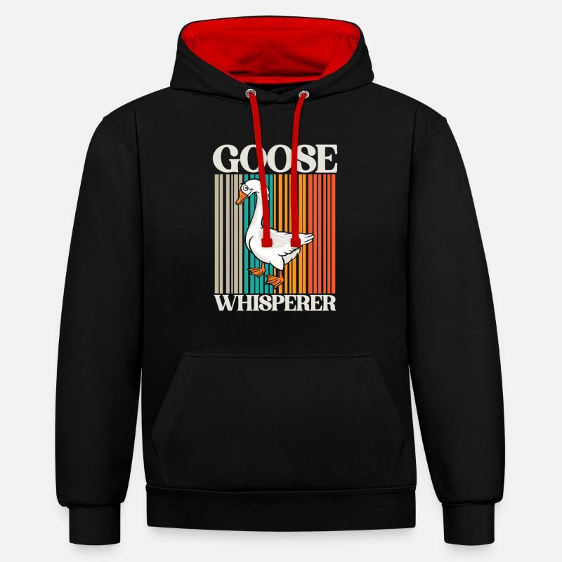 Chuchoteur d’oie - Sweat à capuche contrasté - noir/rouge