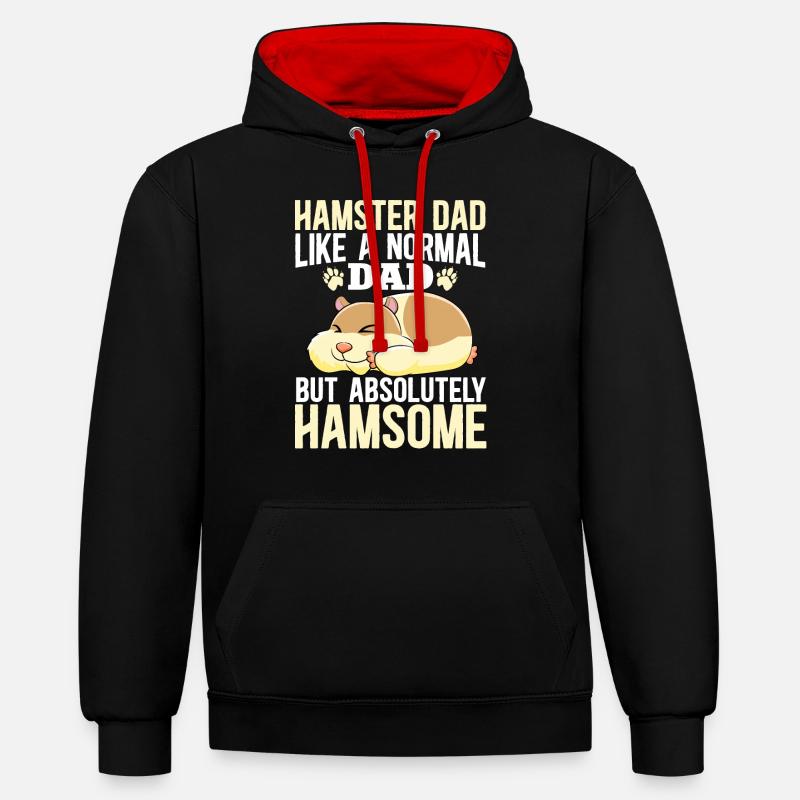 Hamster Cadeau Hamster Lovers - Sweat à capuche contrasté - noir/rouge
