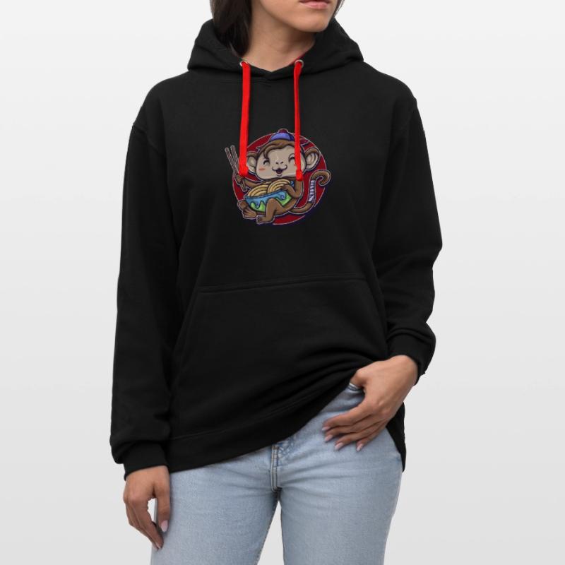 Monkey Gorilla Primate Monkey Primate Animal Lacquer Monkey Contrast hoodie
