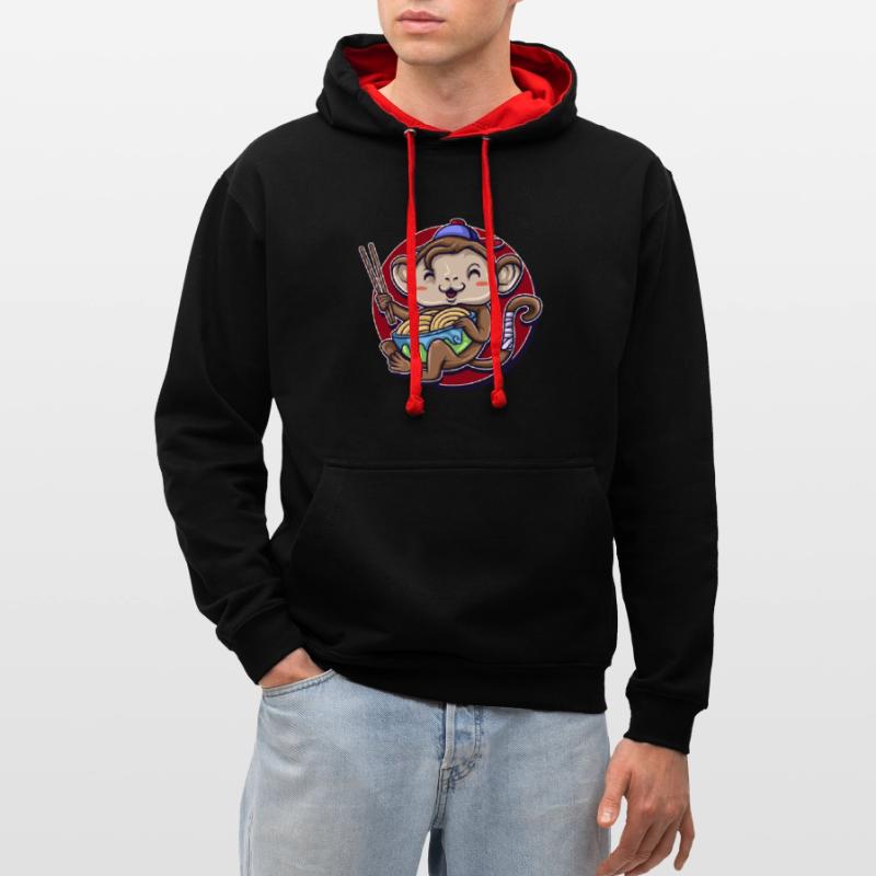 Monkey Gorilla Primate Monkey Primate Animal Lacquer Monkey Contrast hoodie