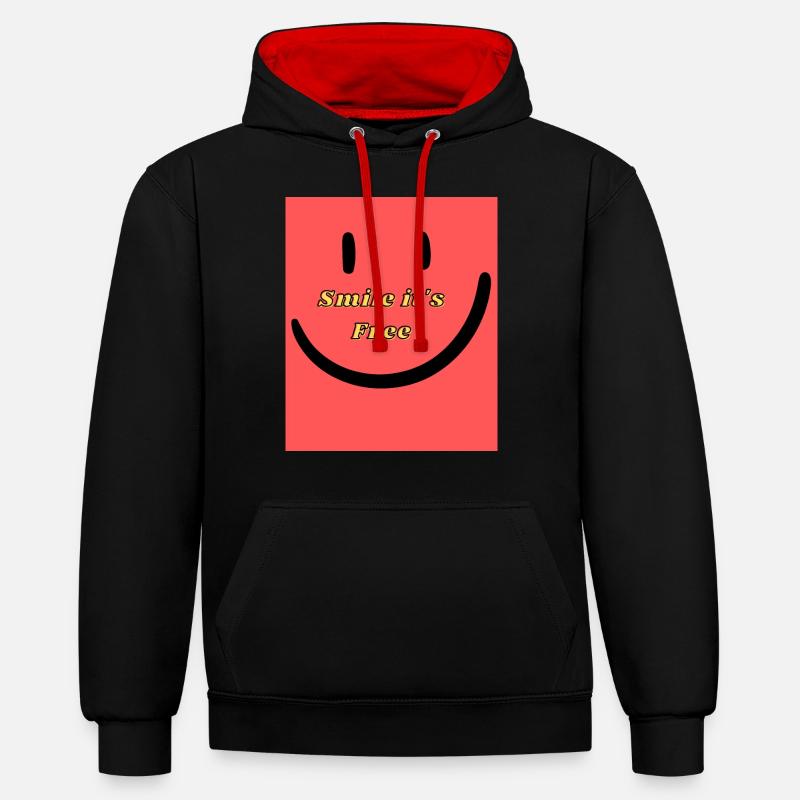 Smile c’est gratuit - Sweat à capuche contrasté - noir/rouge