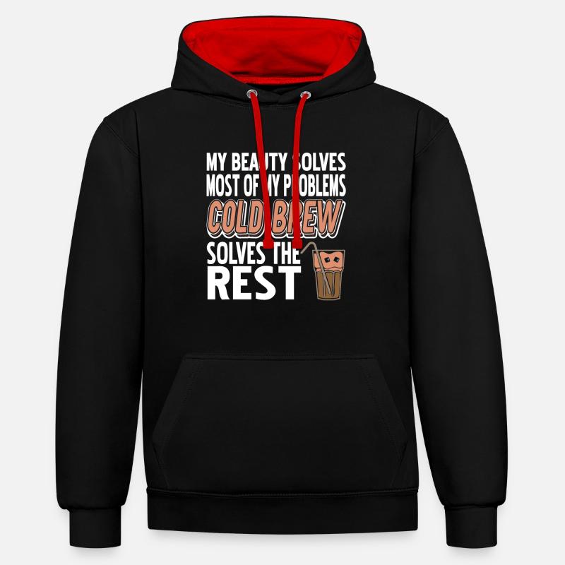 L’infusion froide résout le reste - Sweat à capuche contrasté - noir/rouge
