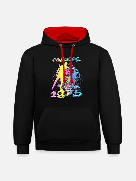 Awesome since 1975. Agility, Hundetraining - Contrast hoodie - black/red