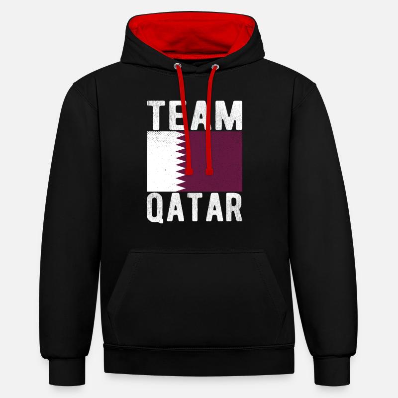 Drapeau du Qatar - Sweat à capuche contrasté - noir/rouge