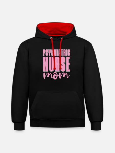 Krankenschwester Mama - Kontrast-Hoodie - Schwarz/Rot