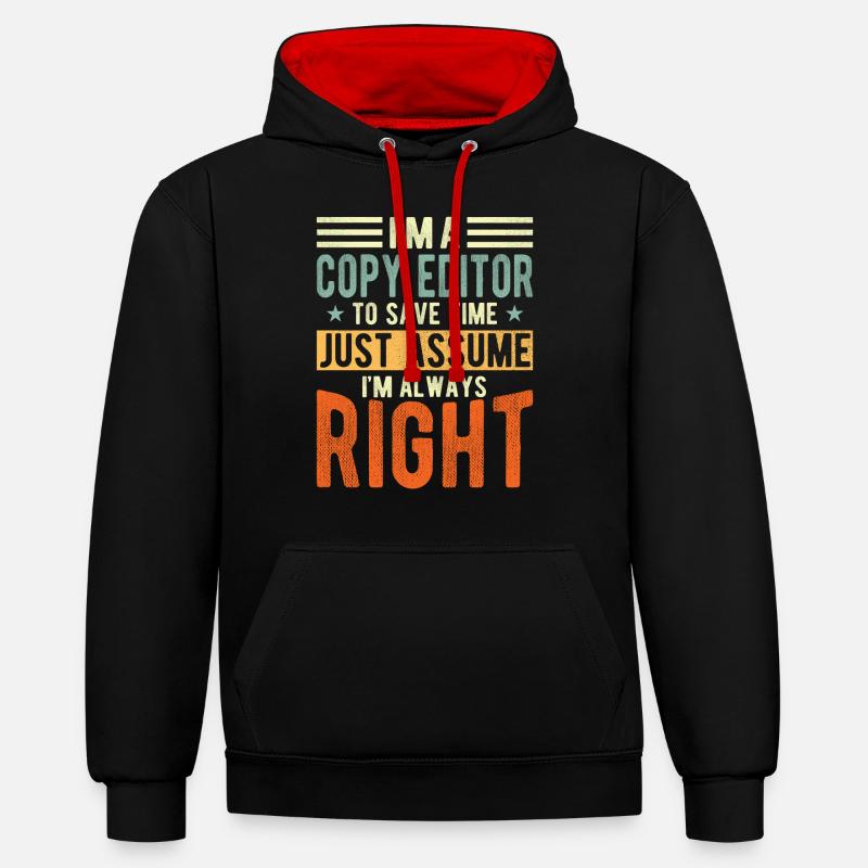 Éditeur - Sweat à capuche contrasté - noir/rouge