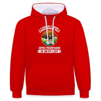 Jemez Mountains Is On My List Hiking Camping - Kontrast-Hoodie - Rot/Weiß - Vorne - Liana (172cm) & Jaron (178cm)