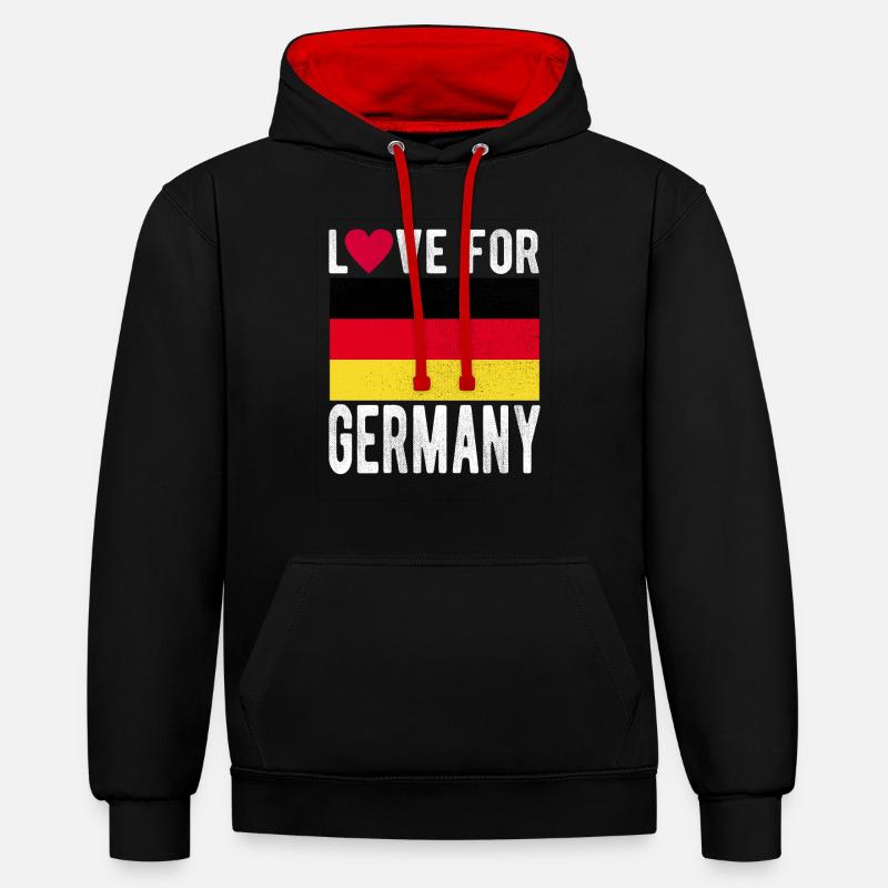 Drapeau de l’Allemagne - Sweat à capuche contrasté - noir/rouge