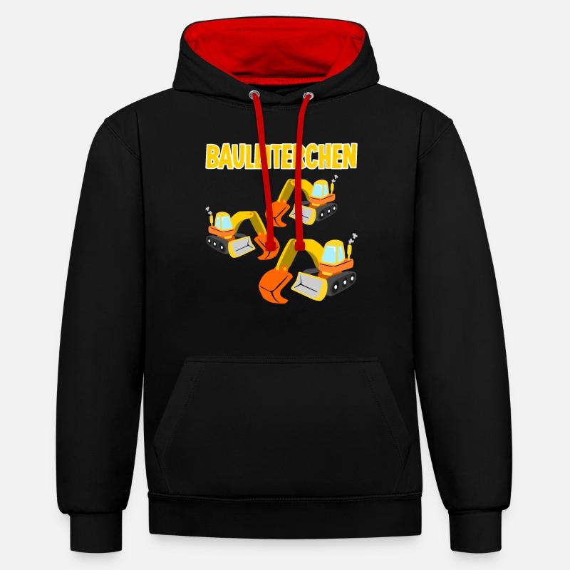 Bagger Baustelle Baggerfahrer - Kontrast-Hoodie - Schwarz/Rot